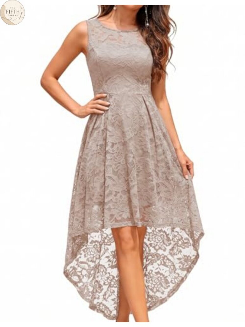 Lace Hi Low Cocktail Dress Sleeveless A-Line Formal Wedding Guest